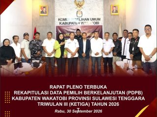 KPU Wakatobi Gelar Rapat Pleno PDPB Triwulan III 2026, Tetapkan 83.590 Pemilih