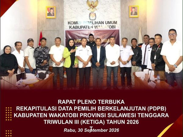 KPU Wakatobi Gelar Rapat Pleno PDPB Triwulan III 2026, Tetapkan 83.590 Pemilih